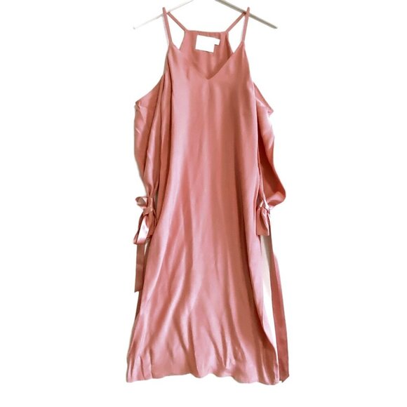 ASOS silk satin cold shoulder midi dress in rose pink, Size 0 - Picture 11 of 12